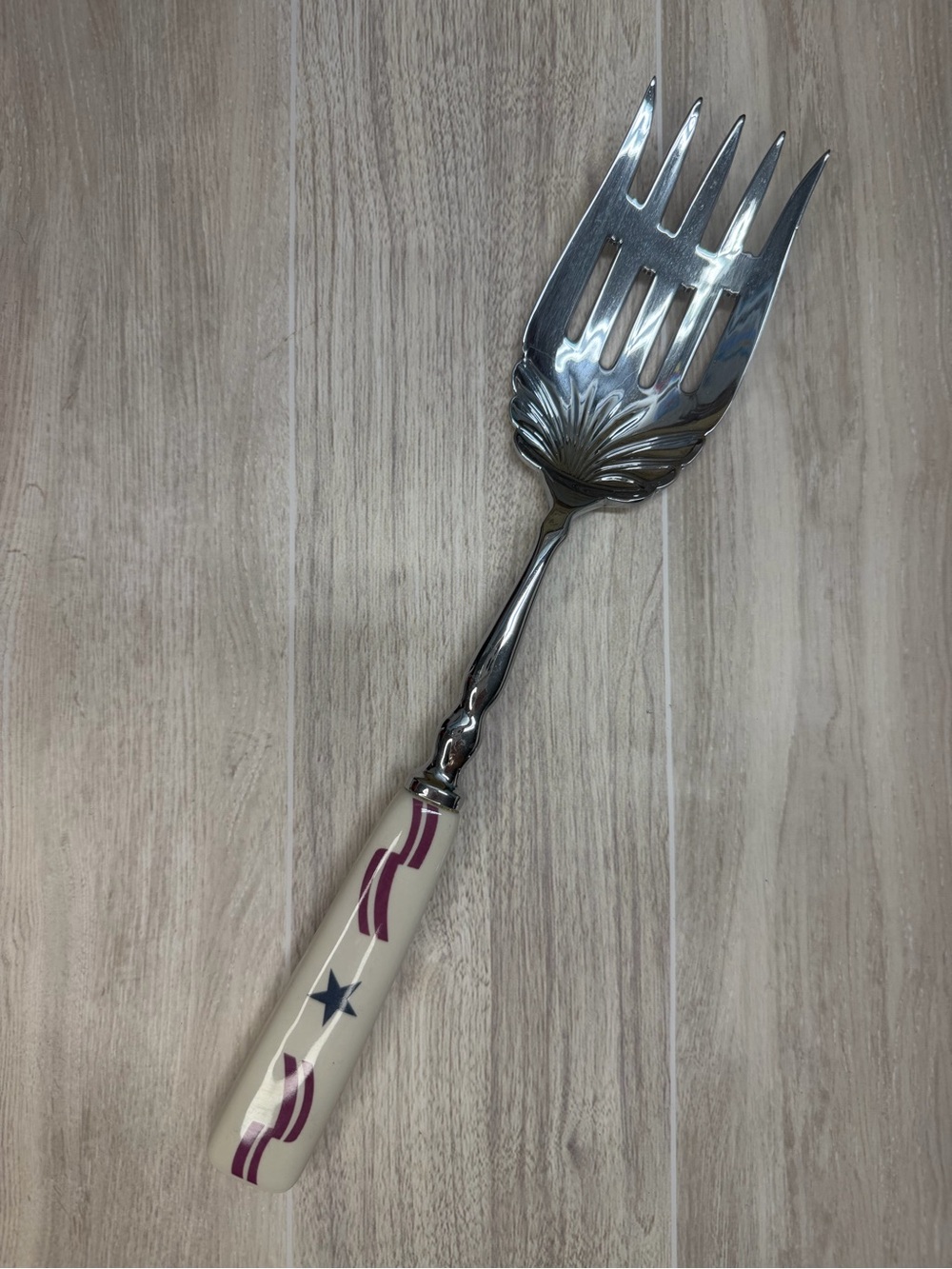 Longaberger All American Stars and Stripes Serving Fork Ceramic Handle